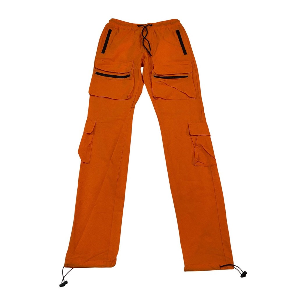 American Stitch Mens Orange Tactical Cargo‎ Pants Utility Joggers Size Small